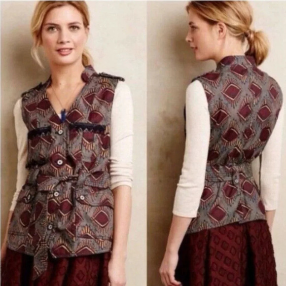 Anthropologie Elevenses Belted Safari Vest size Large - Picture 3 of 11